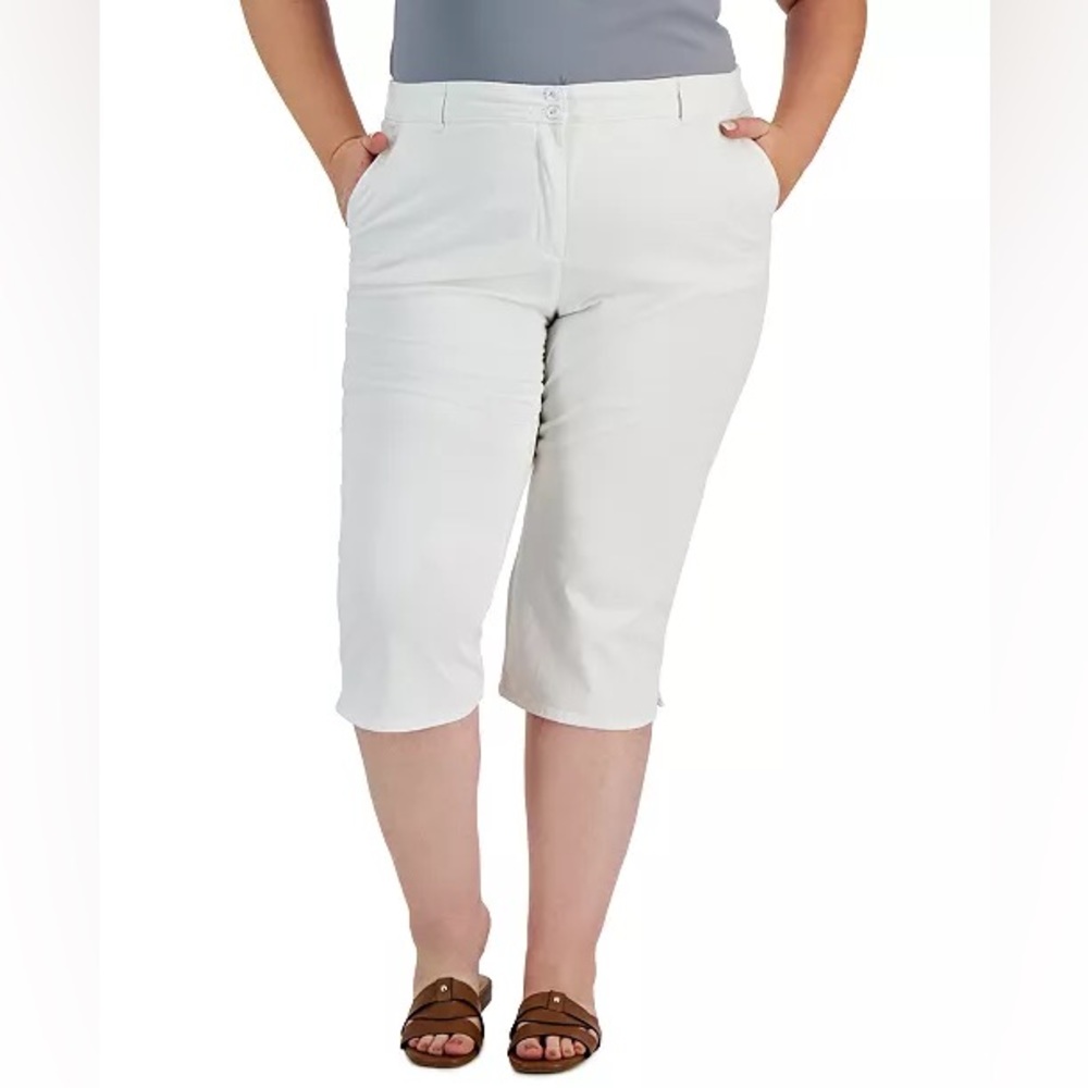 (16:NWT) $39.50|Karen Scott Women's Comfort-Waist Capri, Bright White